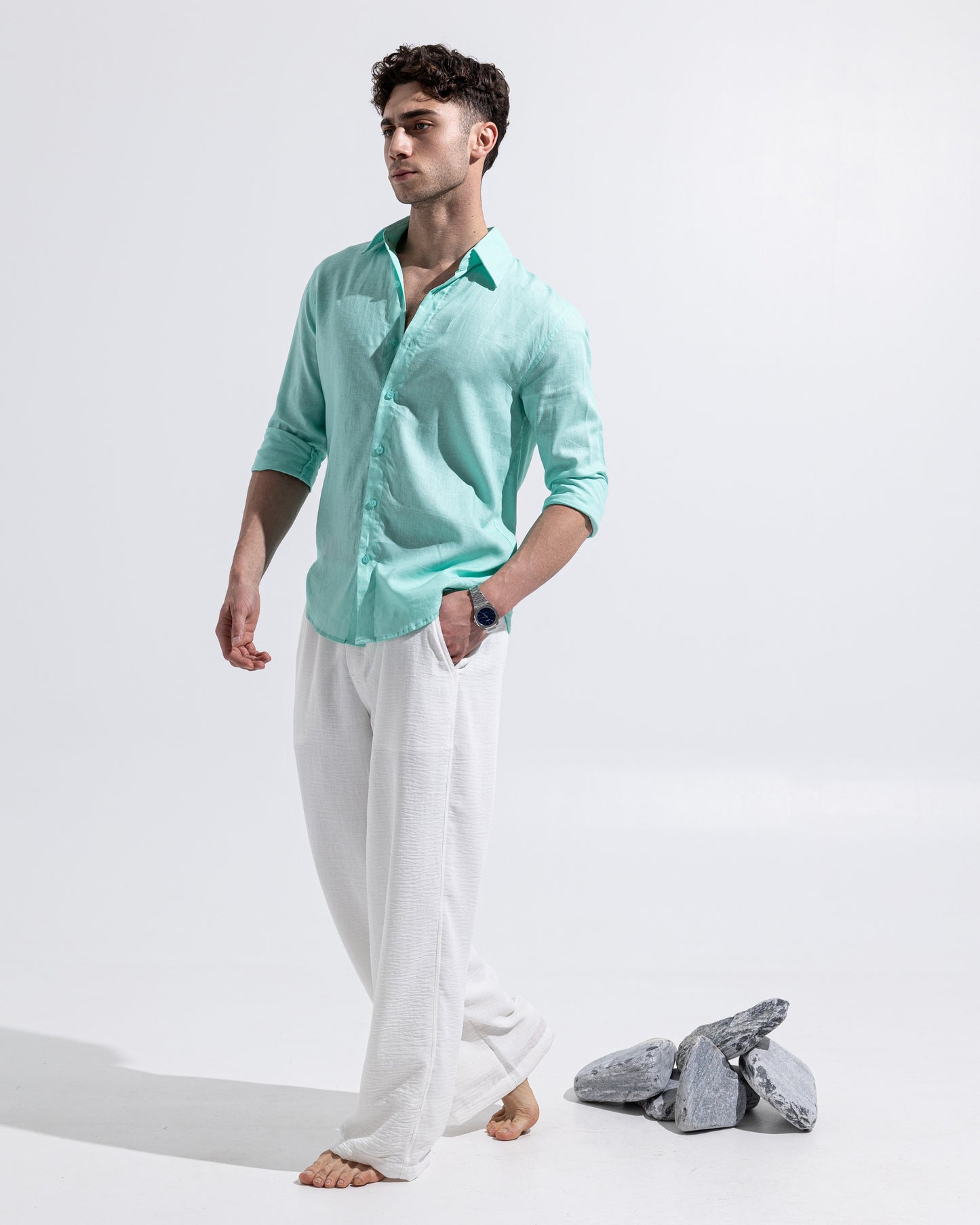 Linen Shirt - Mint Blue