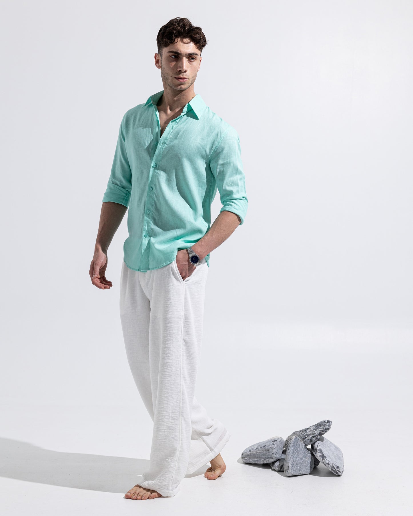 Linen Shirt - Mint Blue