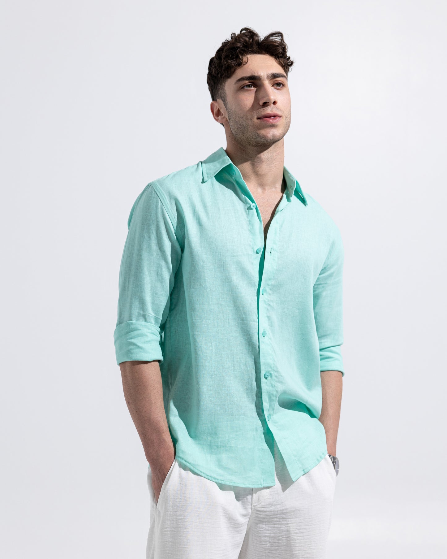 Linen Shirt - Mint Blue
