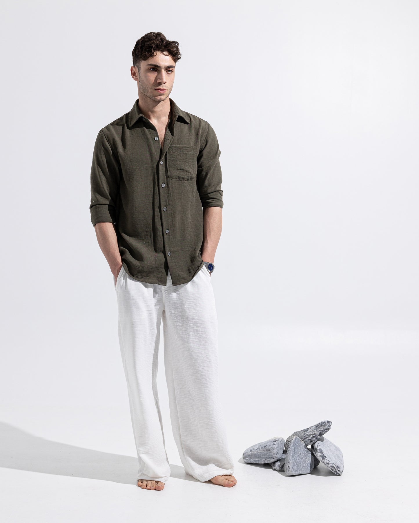 Linen Shirt - Olive Green