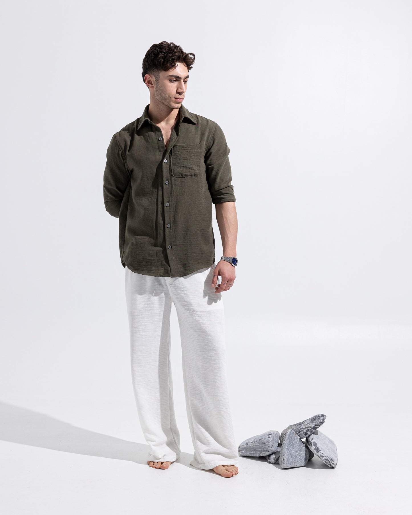 Linen Shirt - Olive Green