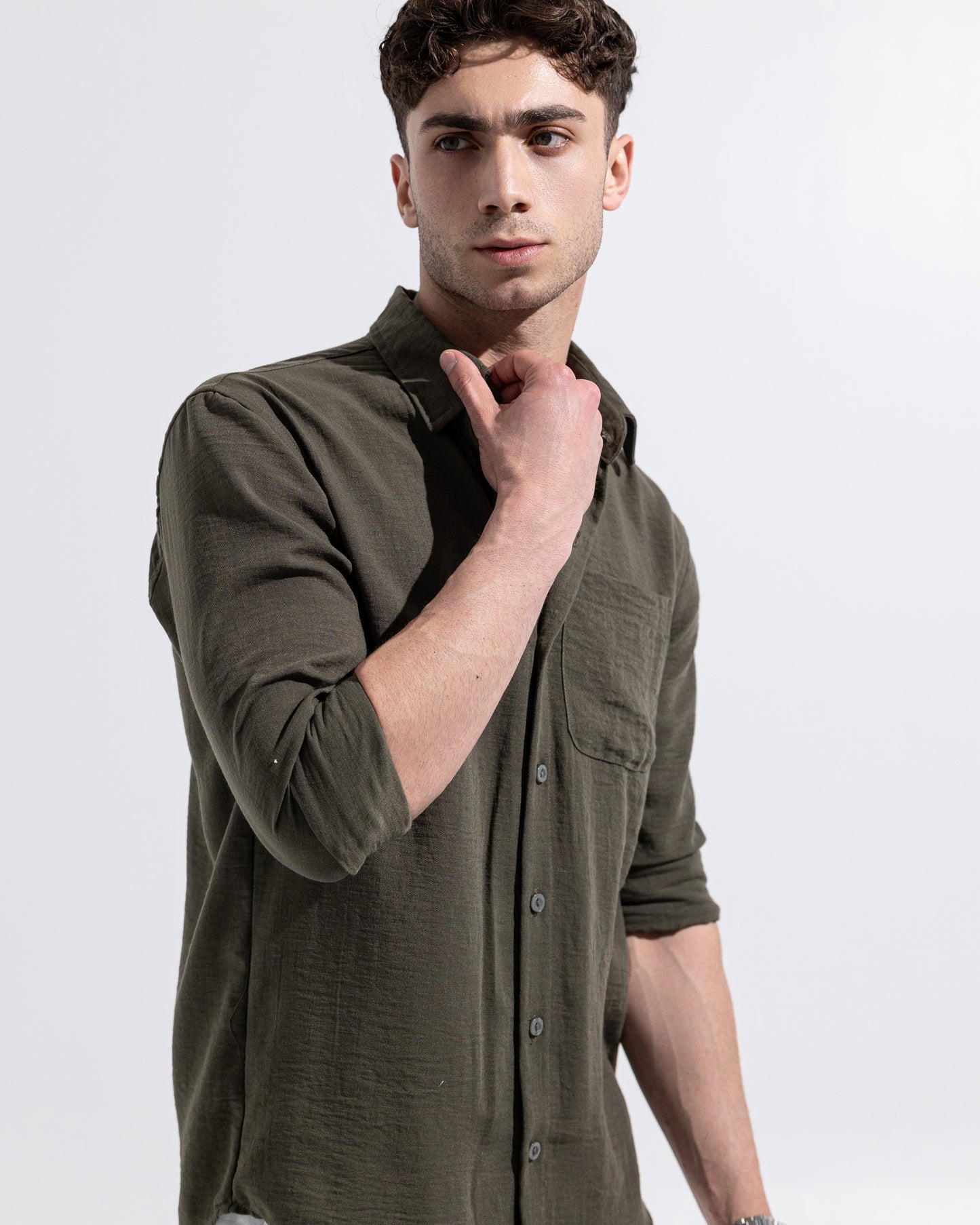 Linen Shirt - Olive Green