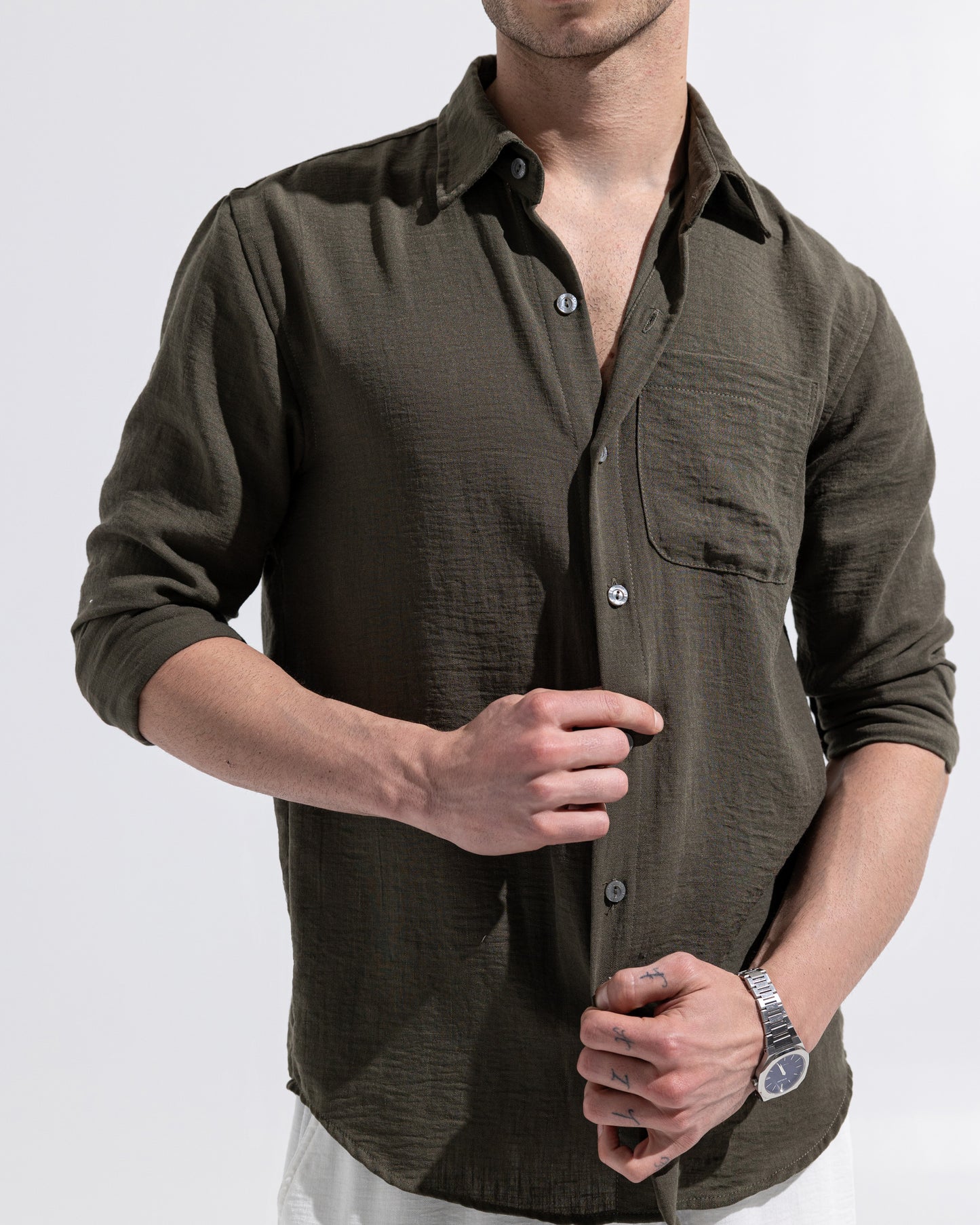 Linen Shirt - Olive Green