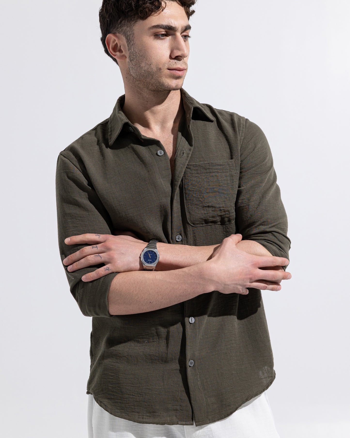 Linen Shirt - Olive Green