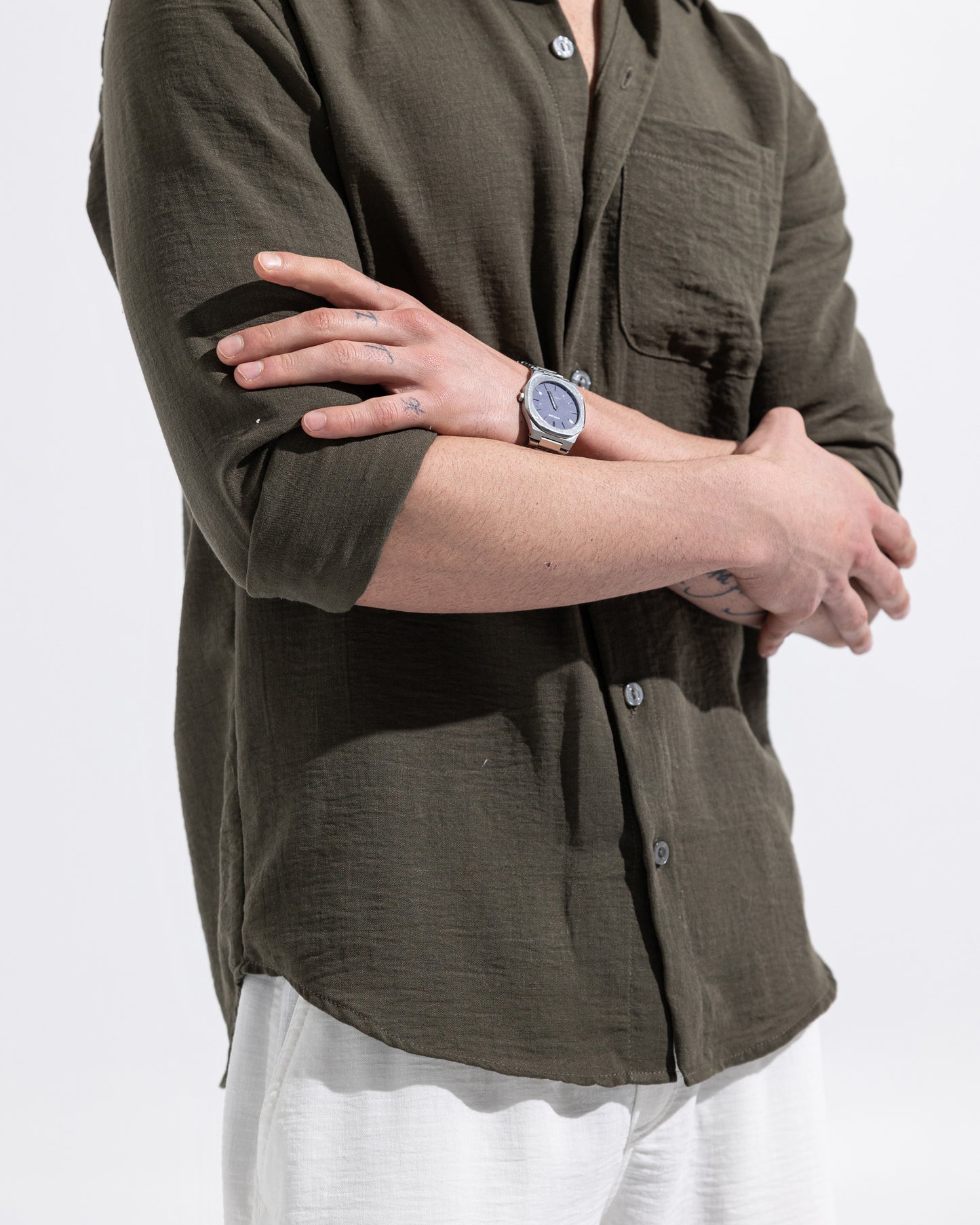 Linen Shirt - Olive Green