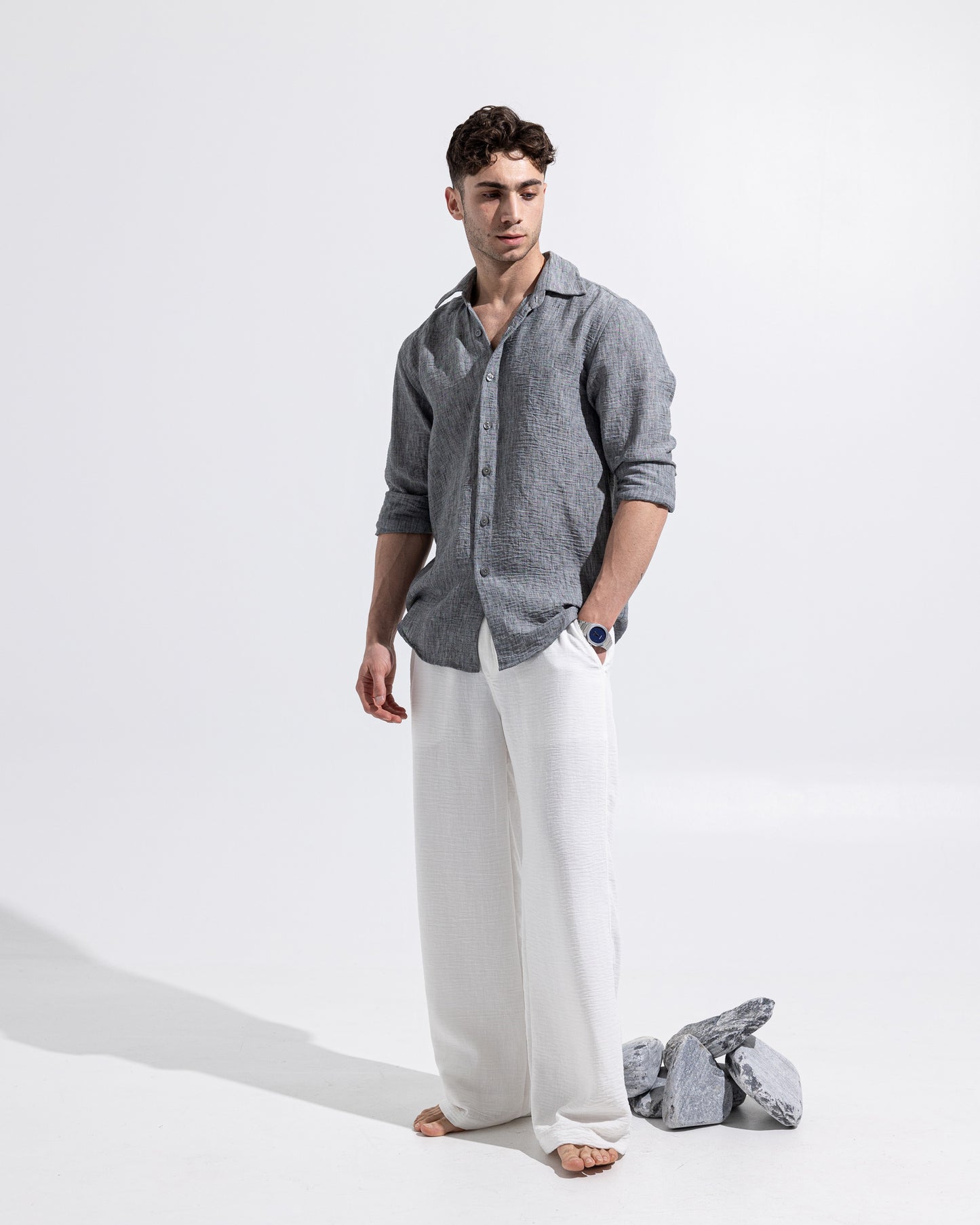 Linen Shirt - Charcoal Grey