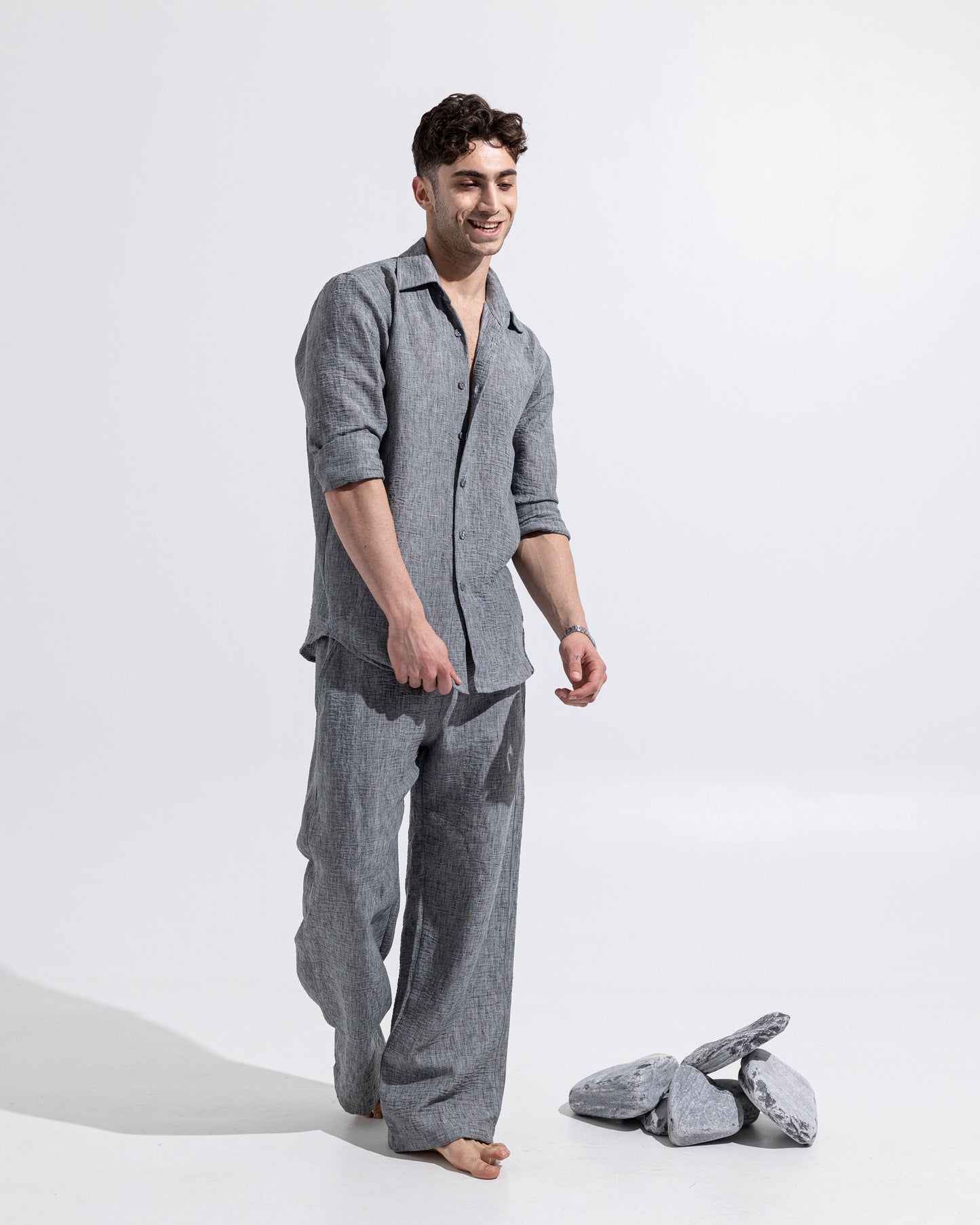 Linen Shirt - Charcoal Grey