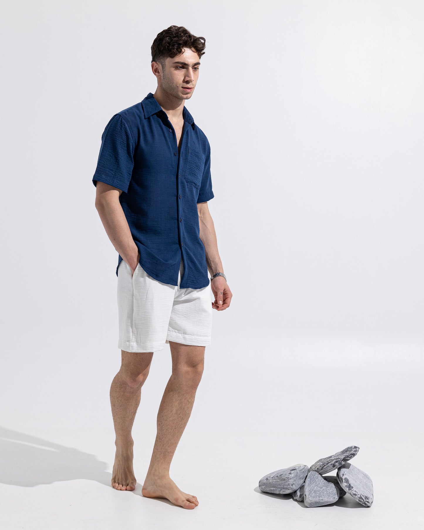 Linen Shirt - Navy Blue