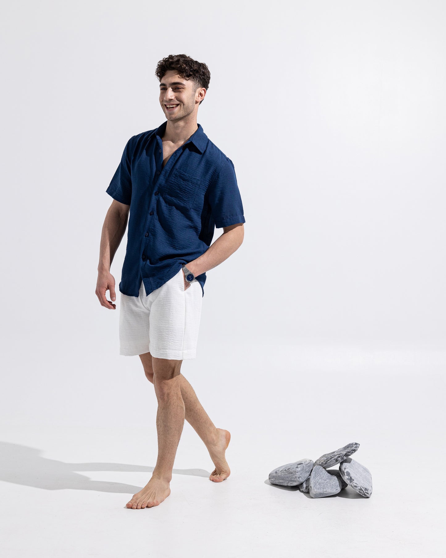 Linen Shirt - Navy Blue