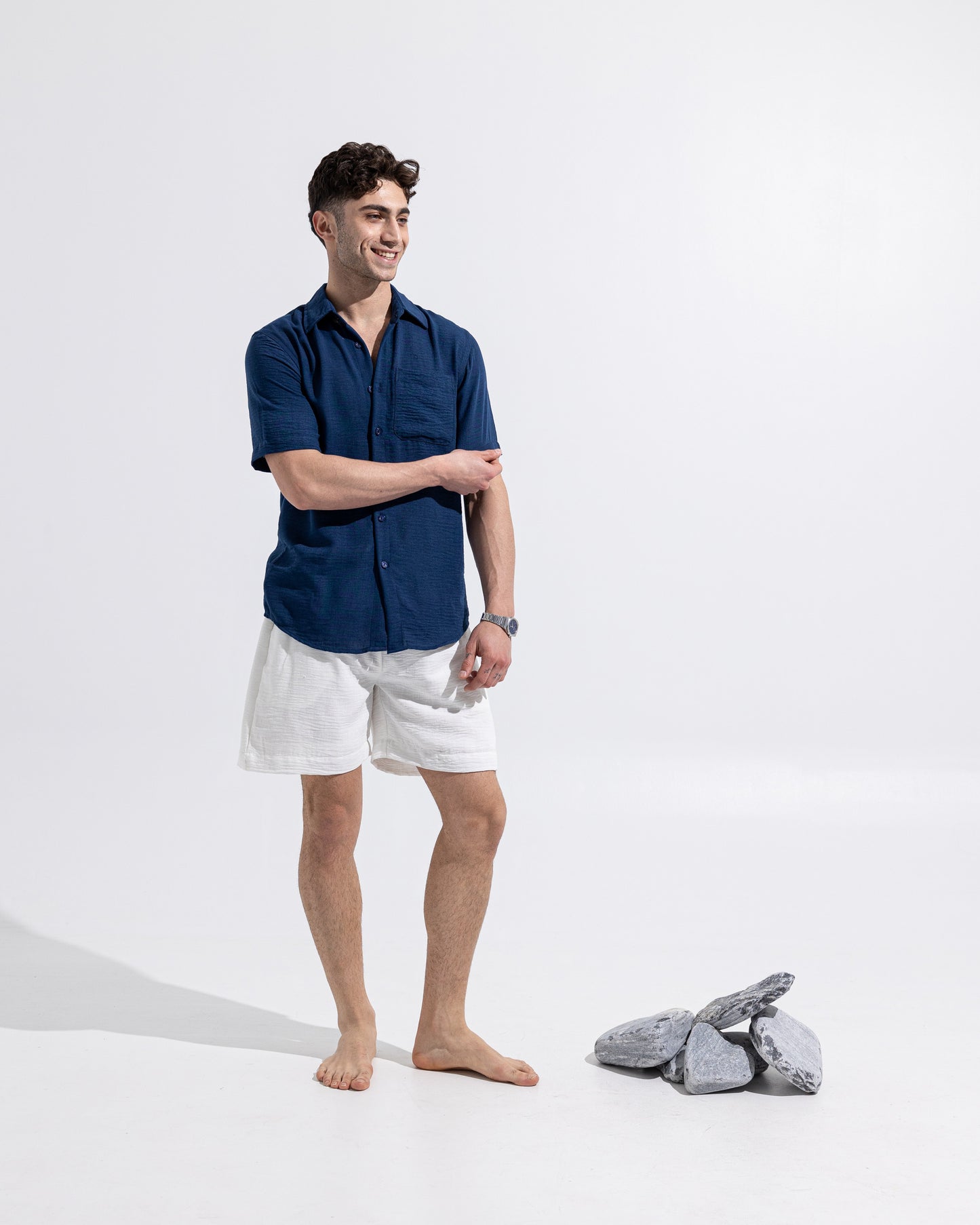 Linen Shirt - Navy Blue