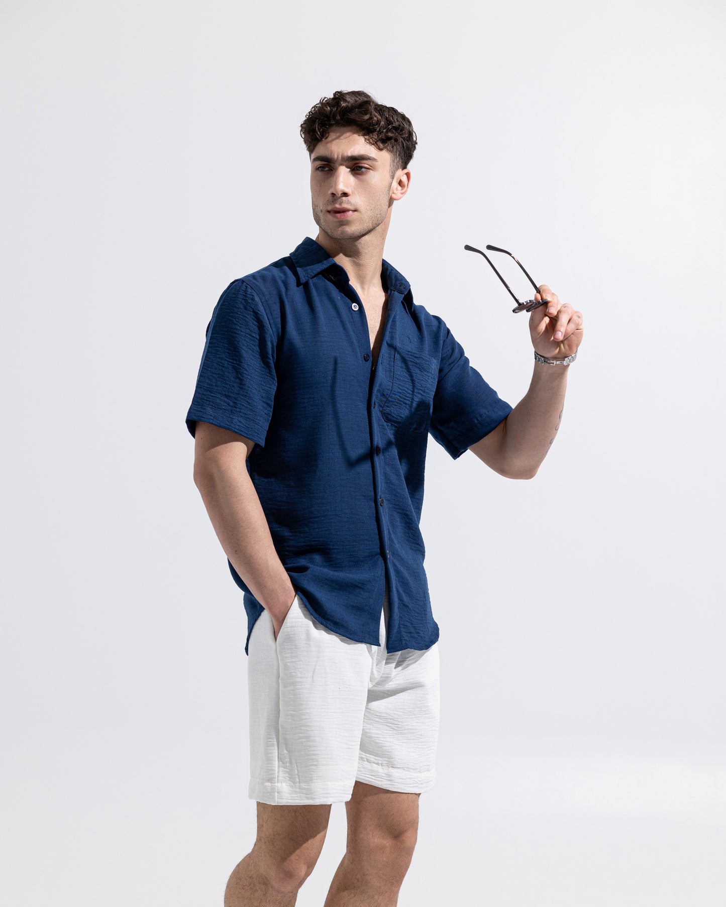 Linen Shirt - Navy Blue