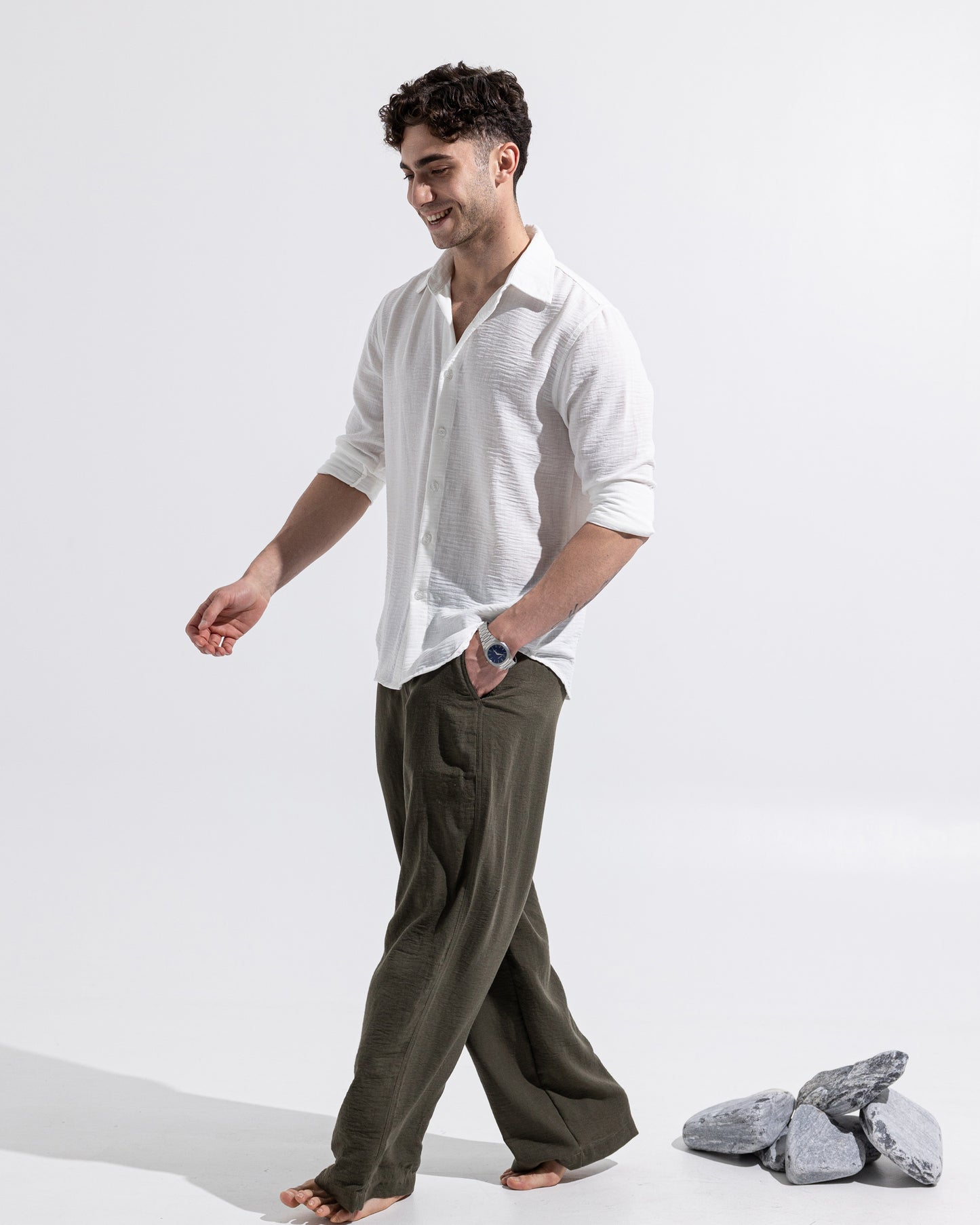 Linen pants - Olive Green