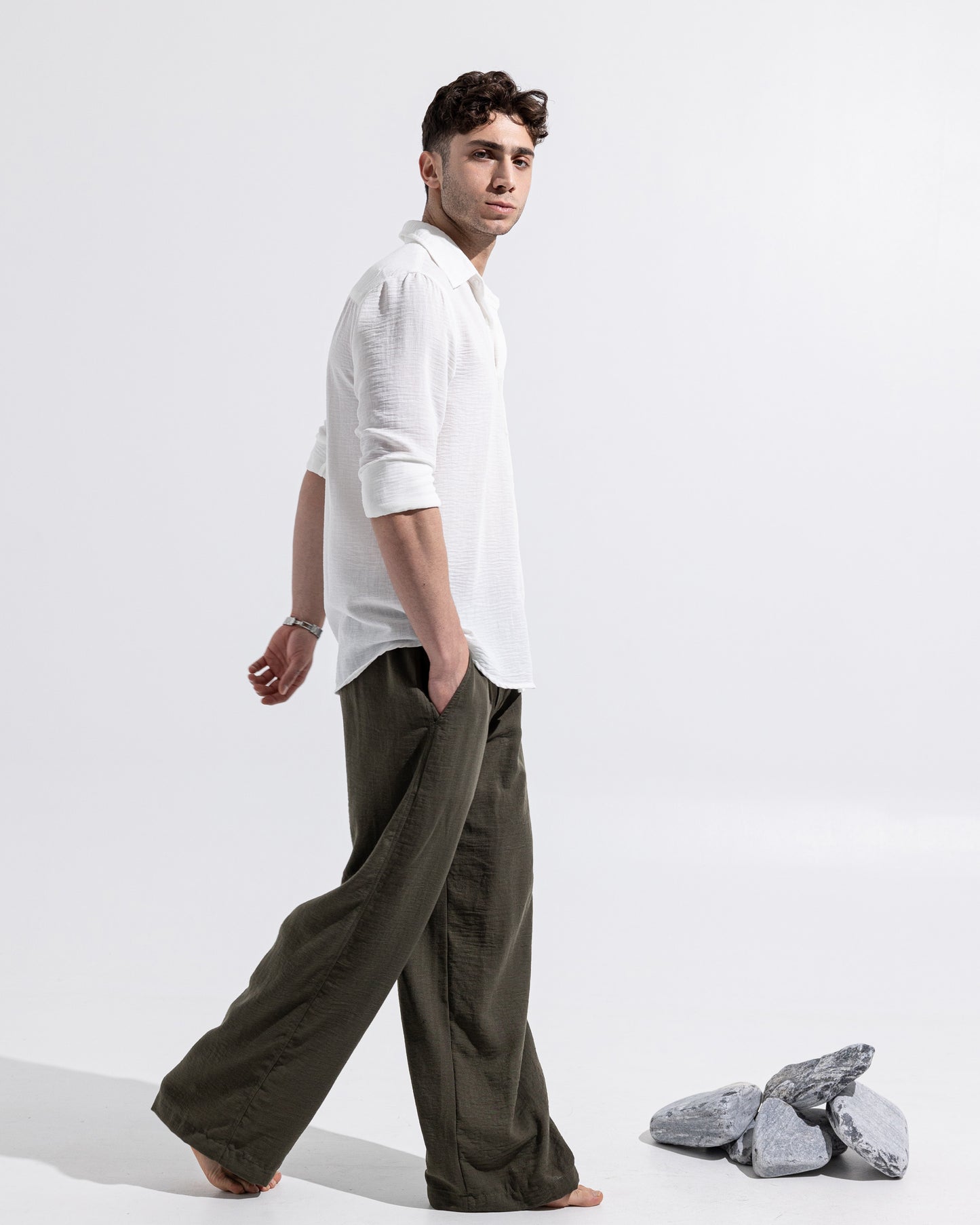 Linen pants - Olive Green