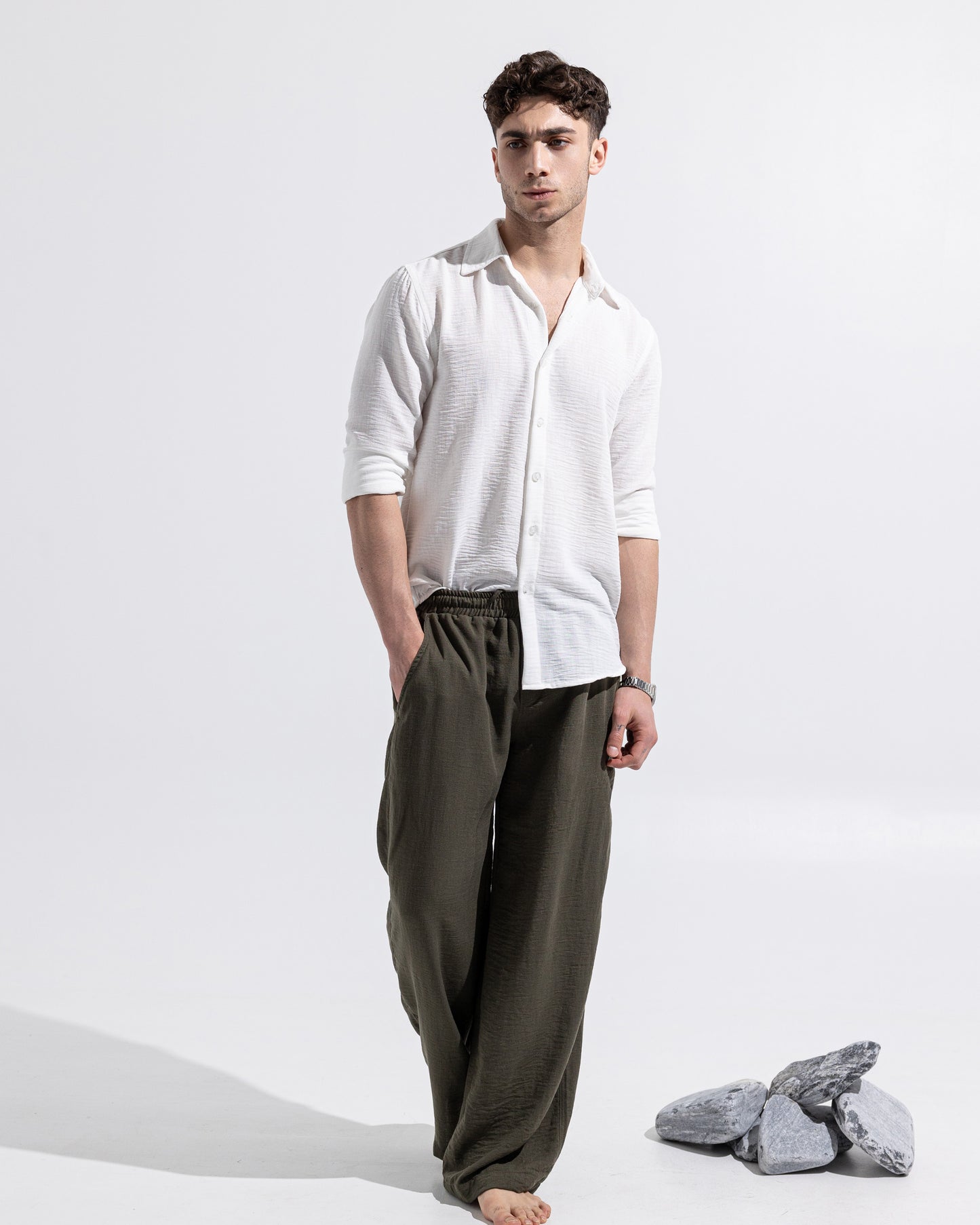 Linen pants - Olive Green