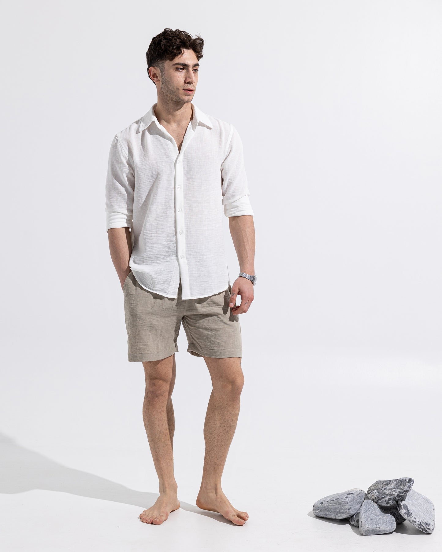 Linen Shorts - Beige