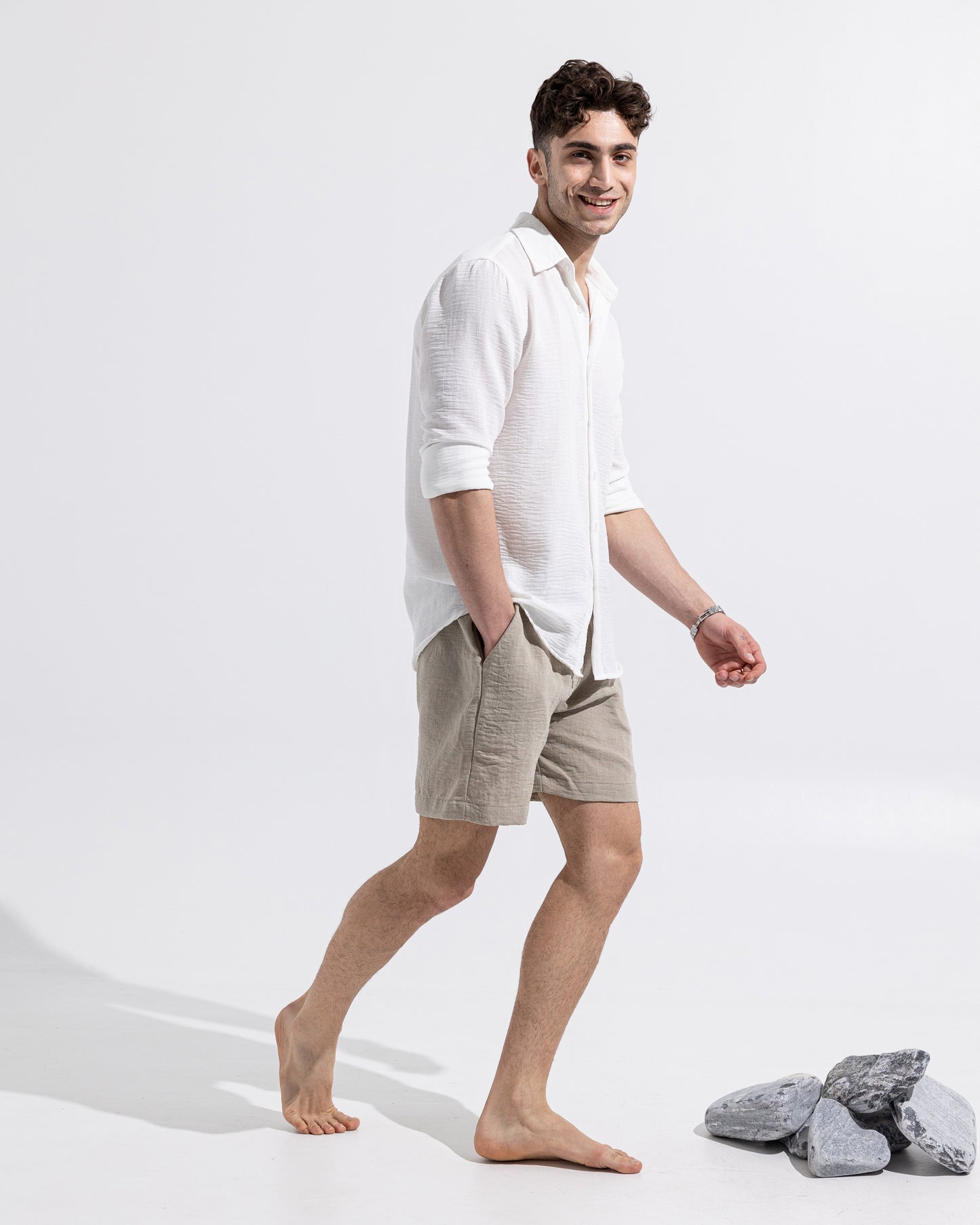 Linen Shorts - Beige