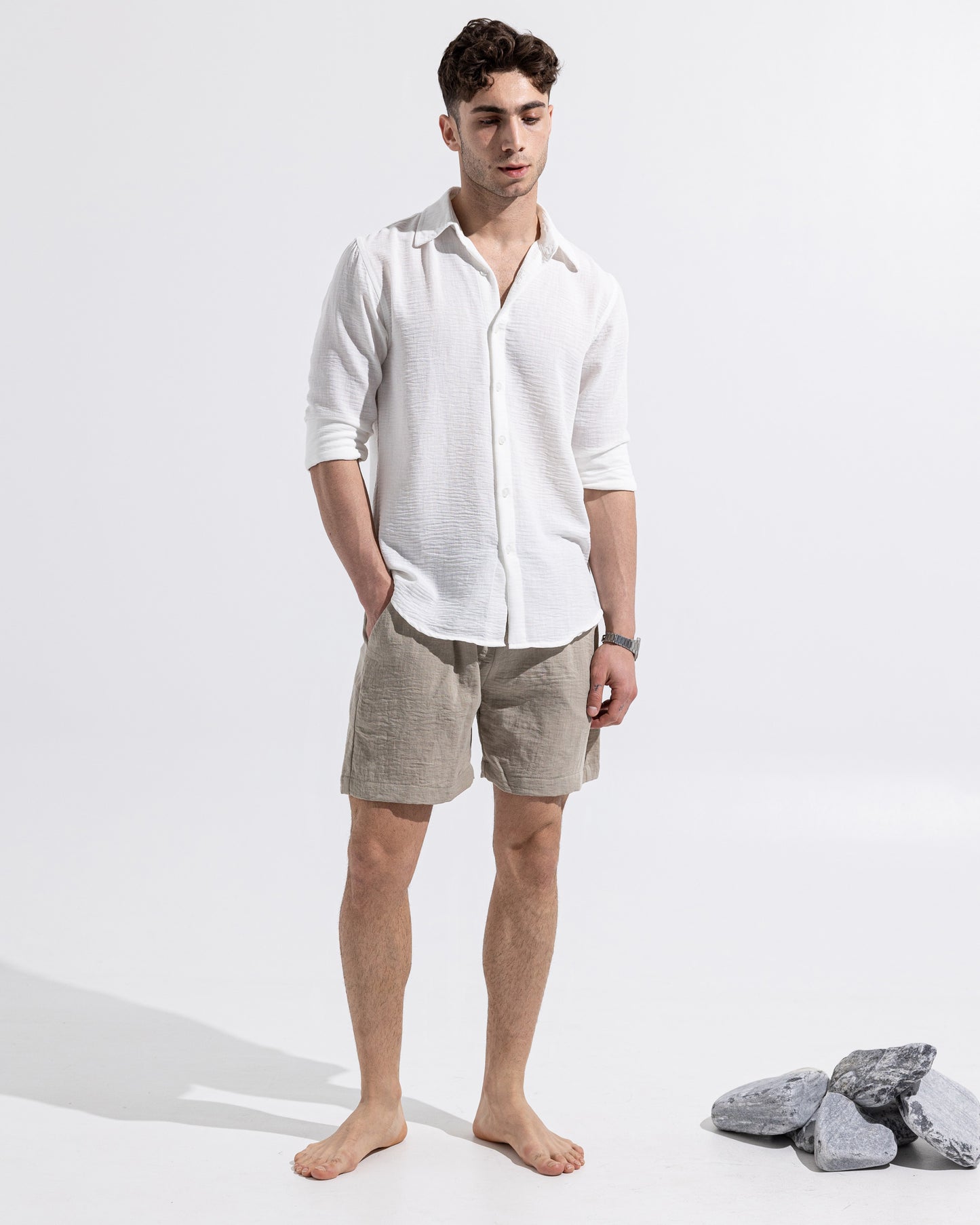 Linen Shorts - Beige