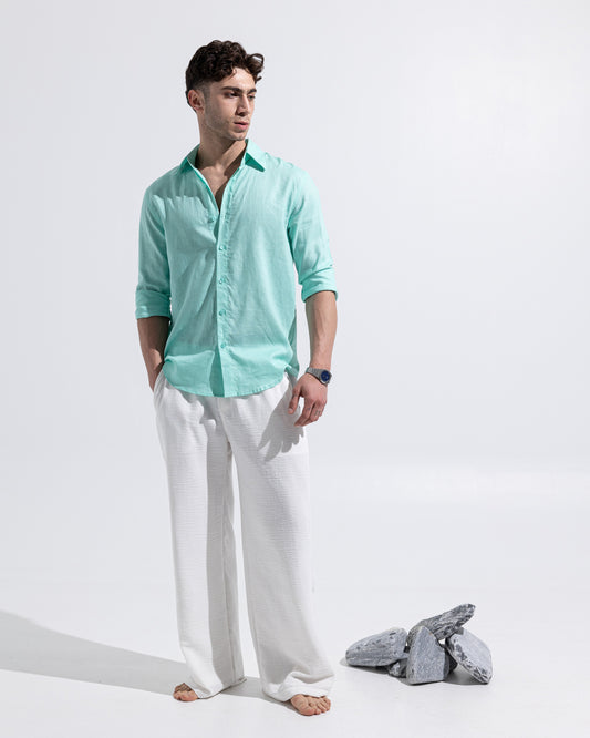 Linen Shirt - Mint Blue