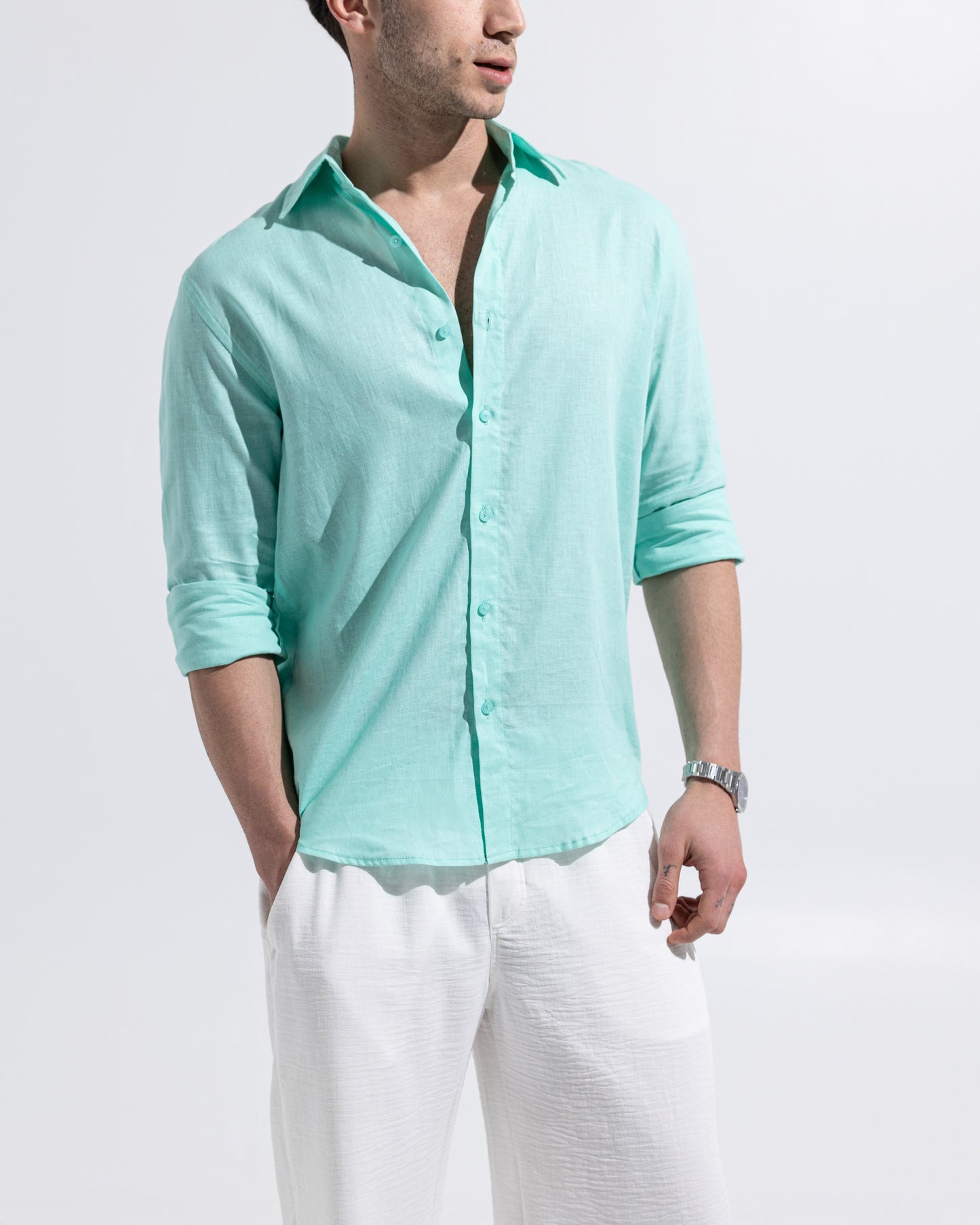 Linen Shirt - Mint Blue