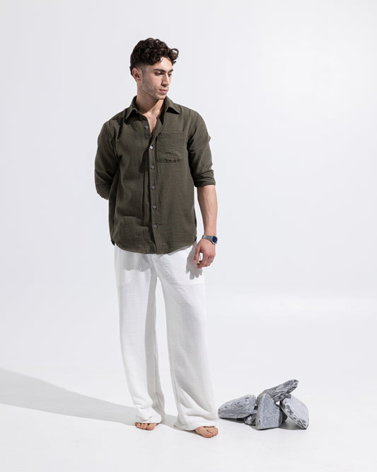 Linen Shirt - Olive Green