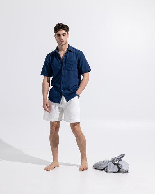 Linen Shirt - Navy Blue